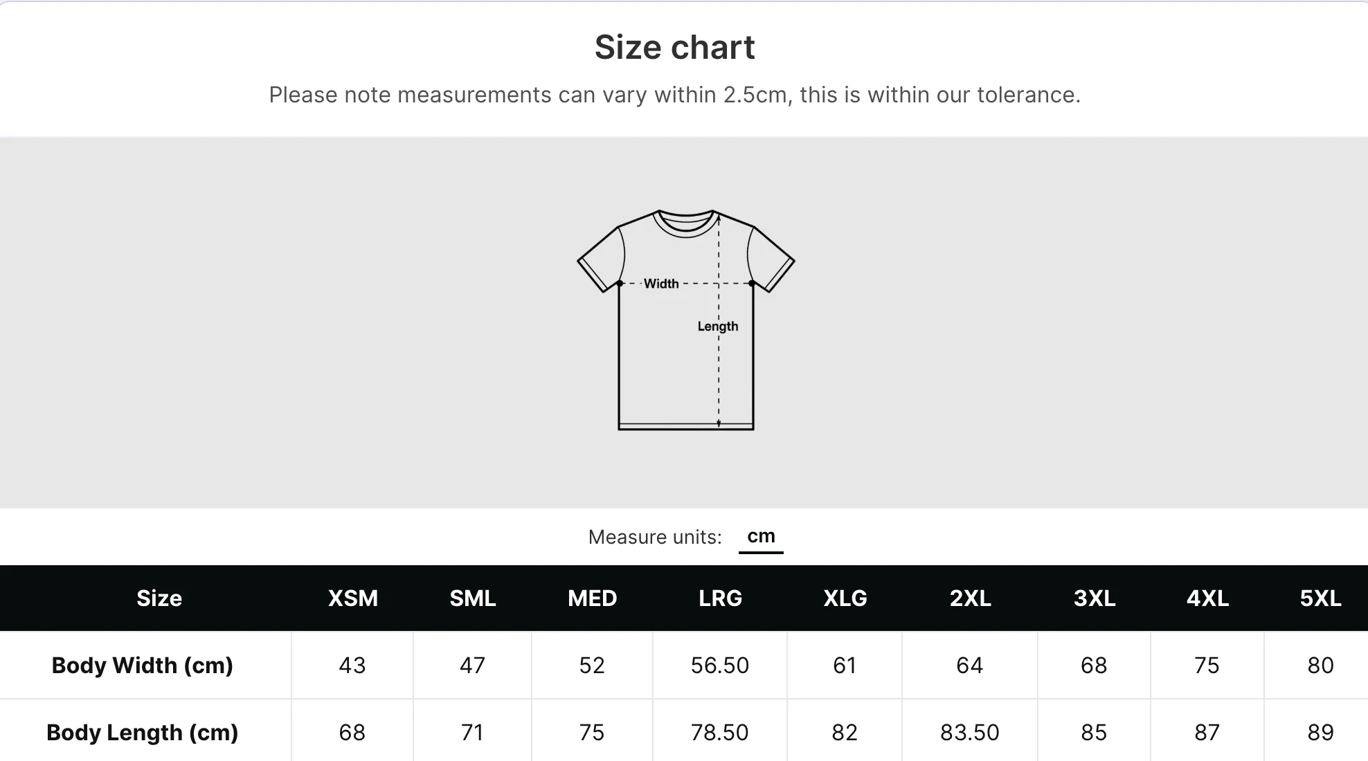 Size Guide - Tech Stitch